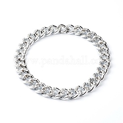 Collares de cadena de bordillo de rhinestone de plástico ccb, con 304 anillos de puerta de acero inoxidable, plata, 19-3/4 pulgada (50 cm)