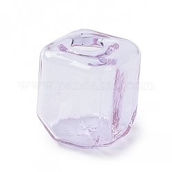 Bouteilles en verre soufflé à la main, pour la fabrication de pendentifs en verre, carrée, lilas, 16~16.5x14~15x14~14.5mm, Trou: 3.5~6mm