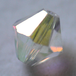 Имитация австрийских кристаллов, класс AAA, граненые, двухконусные, бежевые, 3x3 мм, отверстие : 0.7~0.9 мм