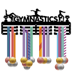 Support de mur d'affichage de support de cintre de médaille de fer de mode, 3 ligne, avec des vis, noir, gymnastique, des sports, 150x400mm, Trou: 5mm
