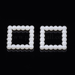 ABS Plastic Imitation Pearl Linking Rings, Square, Creamy White, 12x12x2mm