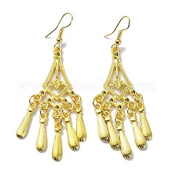 Golden Alloy Chandelier Earrings, Bohemia Long Drop Earrings, Teardrop, 75.5x22mm