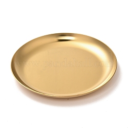 Flat Round 430 Stainless Steel Jewelry Display Plate, Cosmetics Organizer Storage Tray, Golden, 101x10mm