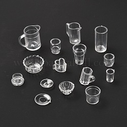 15 шт. Прозрачный пластиковый набор игровых чашек для еды, моделирование миниатюрных чашек, детские игрушки, прозрачные, 10~24x8~15x3~22 мм, 15 шт / комплект