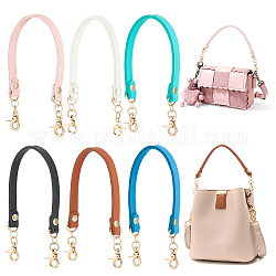 PandaHall Elite 6Pcs 6 Colors PU Imitation Leather Bag Handles, with Alloy Lobster Claw Clasps, for Purse Making, Mixed Color, 32.5x1.2x0.35cm, Inner Diameter: 0.7cm, 1pc/color