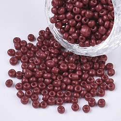 Baking Paint Glass Seed Beads, Dark Red, 6/0, 4~5x3~4mm, Hole: 1~2mm, about 500pcs/50g, 50g/bag, 18bags/2pounds