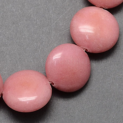 Окрашенные плоские круглые драгоценный камень природный родохрозит каменные бусы нити, розовые, 16x5 мм, отверстие : 1 мм, около 25 шт / нитка, 16.5 дюйм