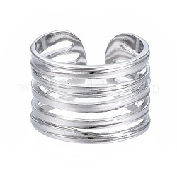304 открытая манжета с несколькими струнами из нержавеющей стали, массивное полое кольцо для женщин, цвет нержавеющей стали, размер США 7 (17.3 мм)