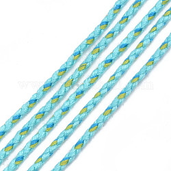 Полиэстер плетеные шнуры, голубой, 2 мм, около 100 ярд / пучок (91.44 м / пучок)