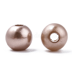 Perline di perle imitazione plastica abs verniciate a spruzzo, tondo, marrone rosato, 6x5.5mm, Foro: 1.8 mm, circa 4540 pcs/500g