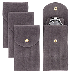 Прямоугольная бархатная сумка для хранения часов с откидной крышкой, портативные дорожные чехлы для наручных часов, шифер серый, 13x7.2 см