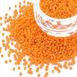 Glass Cylinder Beads, Seed Beads, Baking Paint, Round Hole, Orange, 1.5~2x1~2mm, Hole: 0.8mm, about 45000pcs/bag, about 1pound/bag