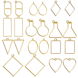 SUNNYCLUE 22Pcs 11 Styles Rack Plating Alloy Open Back Bezel Pendants, For DIY UV Resin, Epoxy Resin, Pressed Flower Jewelry, Cadmium Free & Nickel Free & Lead Free, Mixed Shapes, Golden, 22~49x18.5~44x3.5~3.8mm, Hole: 2.8~4mm, 2pcs/style