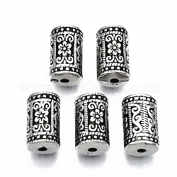 Ccb Kunststoff-Perlen, Säule mit Blumen, Antik Silber Farbe, 17x10.5x10 mm, Bohrung: 2 mm, ca. 378 Stk. / 500 g