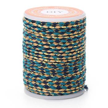 Cordón de algodón de 4 capa, cuerda de algodón macramé hecha a mano, para colgar en la pared de cuerda, diy artesanal hilo de tejer, cadete azul, 1.5mm, alrededor de 4.3 yarda (4 m) / rollo