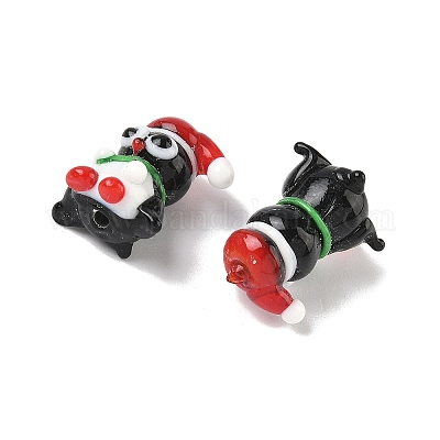 Рождественские бусины лэмпворк ручной работы LAMP-D004-01-1