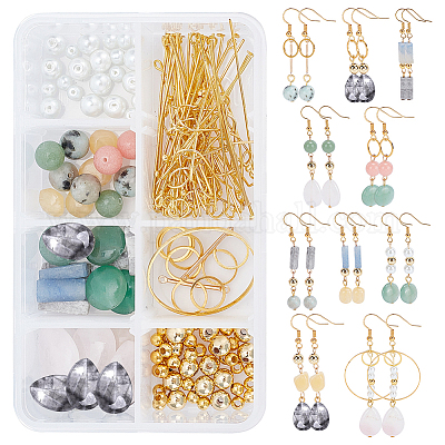 Wholesale SUNNYCLUE 1 Box DIY Make 10 Pairs Stone Beads Earring Making Kit  Including Stone Beads Glass Pearl Bead Bar Links Brass Linking Rings Jewelry  Findings for Women Adults DIY Earring Making 