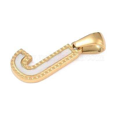 Подвески с алфавитом из натуральных белых ракушек STAS-M338-02G-J-1