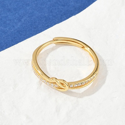 925 регулируемое кольцо из стерлингового серебра с микропаве из прозрачных кубических цирконий для женщин RJEW-G351-01G-1