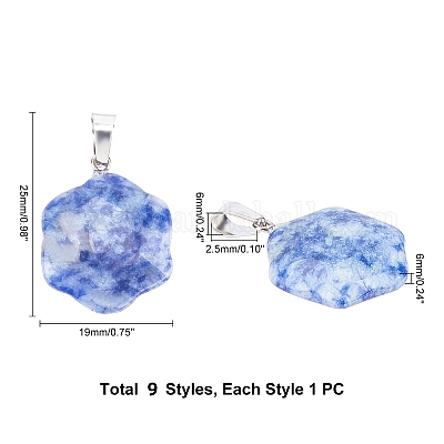 Подвески с драгоценными камнями в стиле 9шт. G-PH0001-32P-1