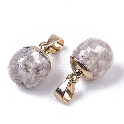 Золотые подвески с натуральным агатом сакуры G-T131-03M-1