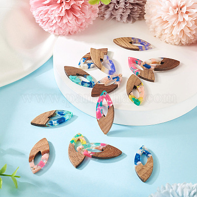 14 шт. подвески из 7-х цветов из смолы и ореха FIND-TA0006-36A-1