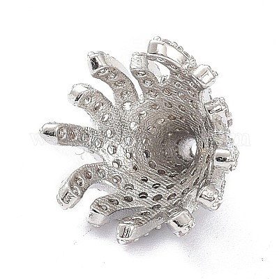 Колпачки для бусин из прозрачного кубического циркония из латуни ZIRC-P085-11P-1