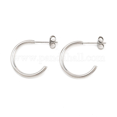 Серьги-гвоздики C-образной формы из нержавеющей стали 316 EJEW-D339-03P-1