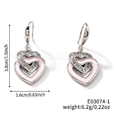 Элегантные модные двойные латунные серьги-подвески в форме сердца OA6431-1-1