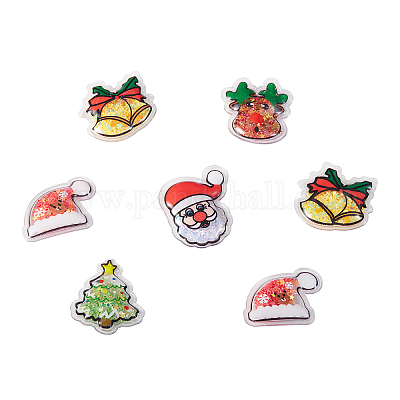 30шт 5 стиля ПВХ пластик с пластиковыми кабошонами с пайетками KY-CJ0001-37-1