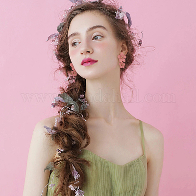 9 пара двухцветных сережек-гвоздиков с цветочным мотивом из сплава для женщин EJEW-FI0001-72-1