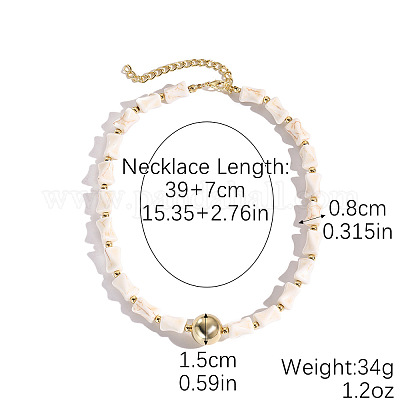 Ожерелья из бисера в форме кости из сплава богемского овала с синтетической бирюзой FS-WG16541-04-1