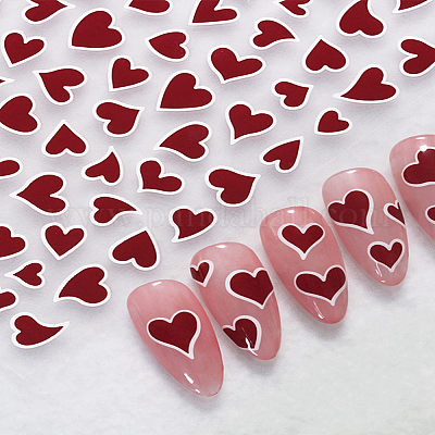 3 лист 3-х цветных наклеек для дизайна ногтей из ПВХ с рисунком в виде сердца&nbsp;MRMJ-LP0002-05-1