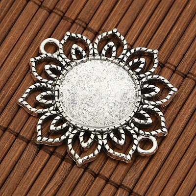 Тибетский стиль сплава цветка разъем кабошон сеттинги панели и плоские круглые прозрачные стеклянные кабошоны DIY-X0204-AS-1