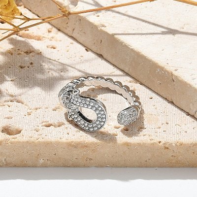 Латунные кольца из манжеты с прозрачным цирконием RJEW-U037-01P-1