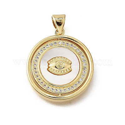 Подвески в форме ракушек из латуни с микропаве и кубическим цирконием KK-D328-21G-1