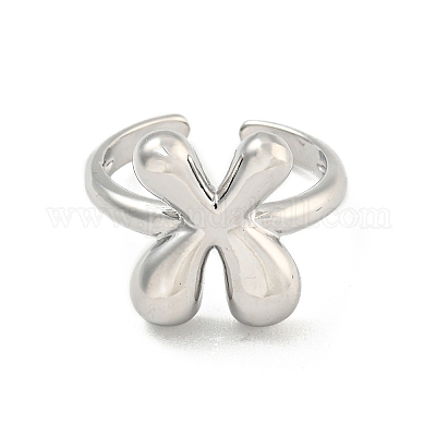 Латунные открытые манжеты с буквами для женщин RJEW-G313-01X-P-1