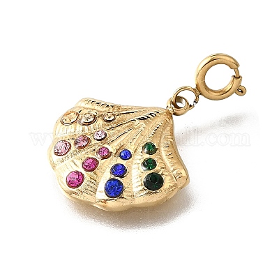 Подвеска из нержавеющей стали 304 с разноцветными стразами STAS-H202-31G-1