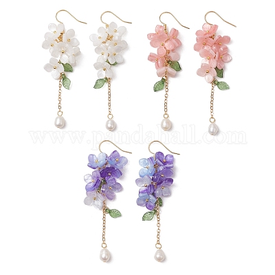 Оболочки жемчужные болтающийся серьги EJEW-TA00617-1