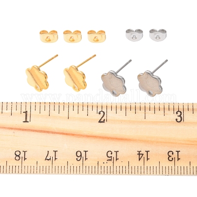 16 шт. 2 цвета 201 нержавеющая сталь фурнитура для сережек-гвоздиков с отверстием EJEW-FS0001-20-1