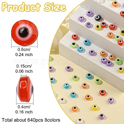 640 шт. 8-х цветные бусины из смолы от сглаза RESI-YW0001-89-1