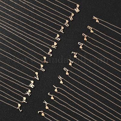 Ожерелья из сплава с подвеской в виде сердца и буквы для женщин NJEW-FS0001-09J-1