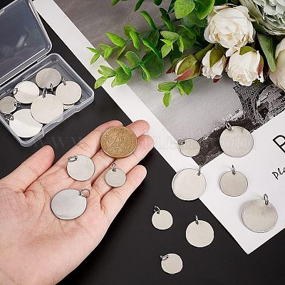 18 шт. 3 плоских круглых подвески из нержавеющей стали 201 STAS-NB0001-21-1