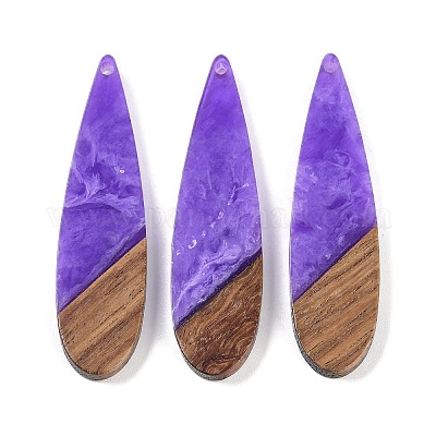 Большие подвески из смолы и дерева WOOD-F015-08G-1