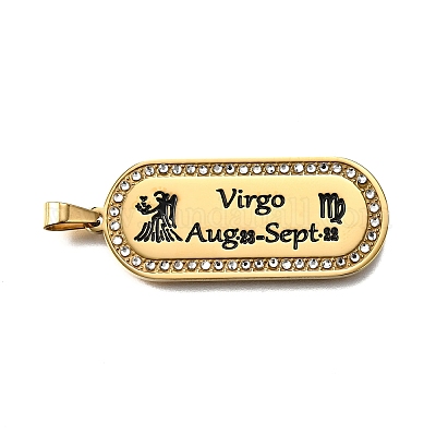 Овал с 12 подвеской из нержавеющей стали 304 созвездия со стразами STAS-M119-08F-G-1