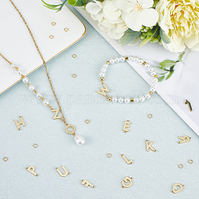 26 шт. 26 стиля латунных подвесок-букв с 52 открытыми соединительными кольцами KK-CN0002-66-1