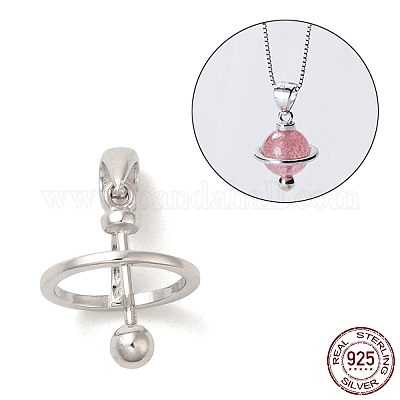 Антикоррозийное покрытие родием 925 стерлинговый серебряный медальон в форме планеты с застежкой-молнией STER-NH0001-55B-P-1