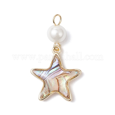 4 шт. 4 стиля подвески из латунной эмали с имитацией раковины морского ушка PALLOY-JF04291-1