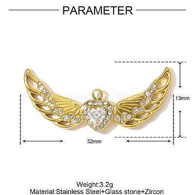 Подвески из нержавеющей стали 304 с фианитами STAS-OY001-64G-1