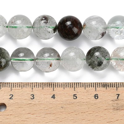 Натуральный зеленый lodolite кварц бисер пряди G-L642-B06-12mm-1